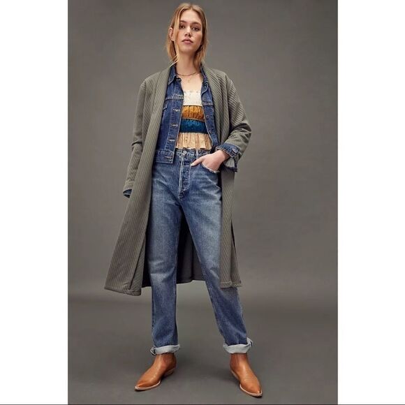 NEW Anthropologie BB Dakota Annmarie Moss Quilted Duster Jacket Coat X-Small